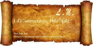 Löwenstein Máté névjegykártya
